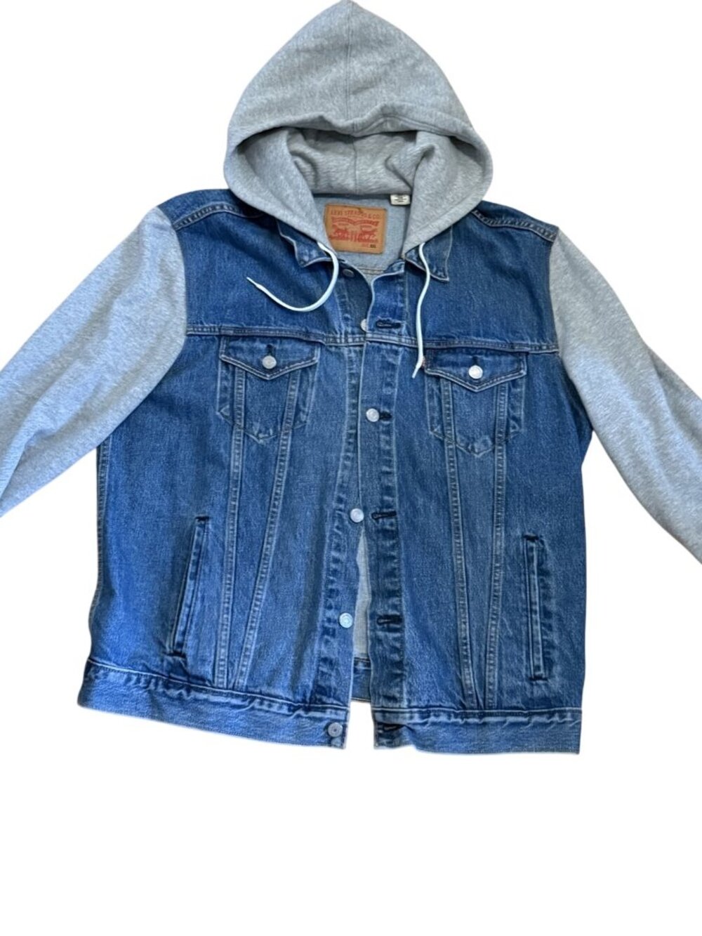 Levi's Size Medium (M) Blue Denim Jacket with Gray Hood